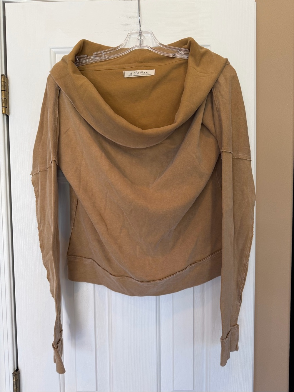 We The Free Top Medium New NWT Brown Off Shoulder Long Sleeve Relaxed Loose